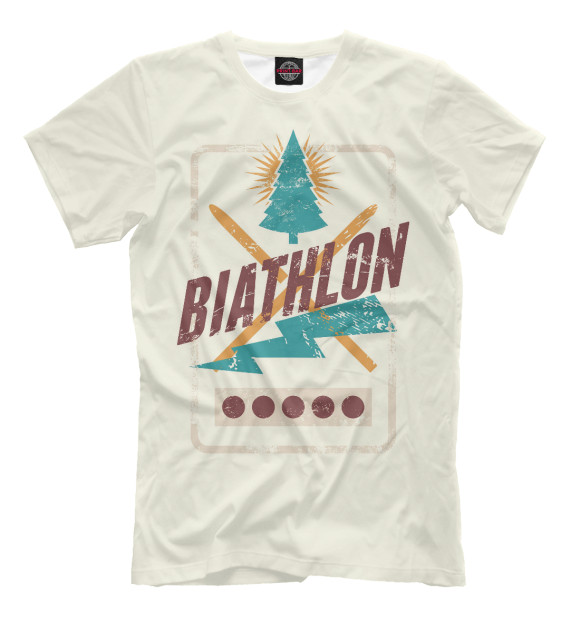 Мужская футболка с изображением Biathlon цвета Белый