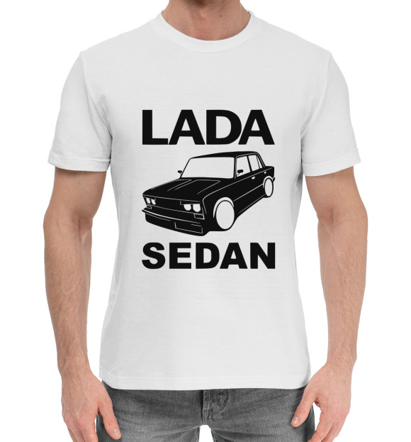 Мужская хлопковая футболка с изображением LADA цвета Белый