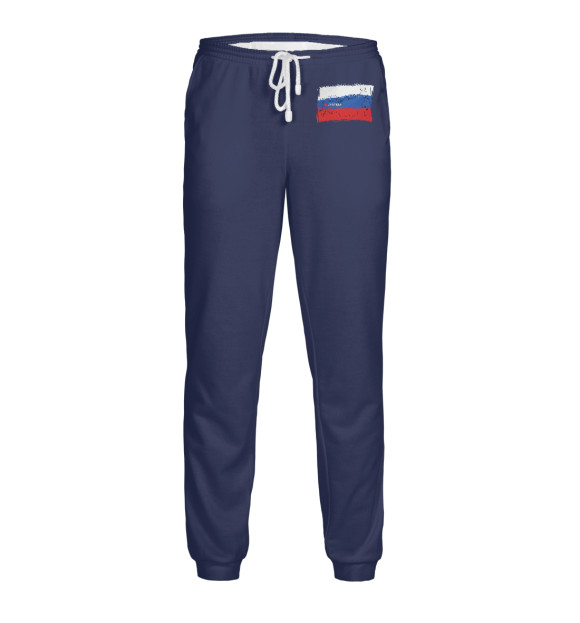 Мужские спортивные штаны с изображением Россия моя цвета Белый