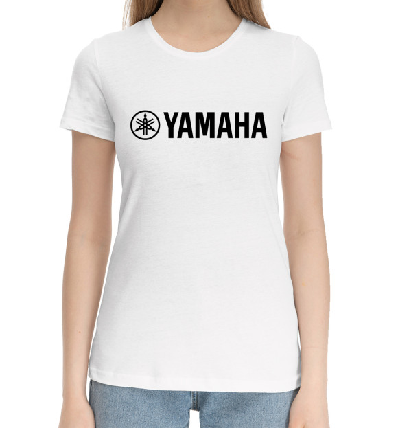 Женская хлопковая футболка с изображением Yamaha цвета Белый