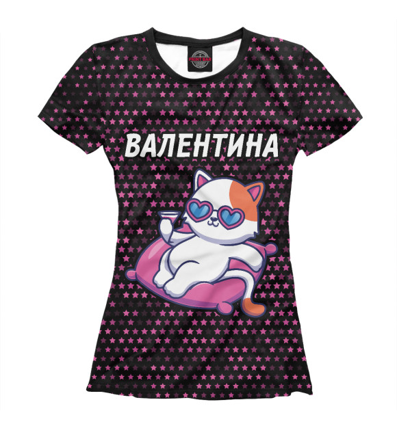 Женская футболка с изображением Валентина | Кошечка цвета Белый