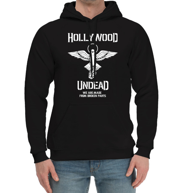 Мужской хлопковый худи с изображением Hollywood Undead цвета Черный
