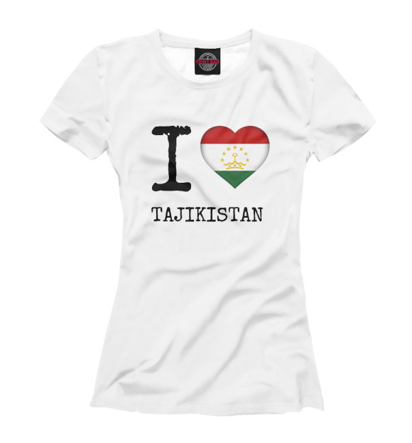 Женская футболка с изображением Таджикистан цвета Белый