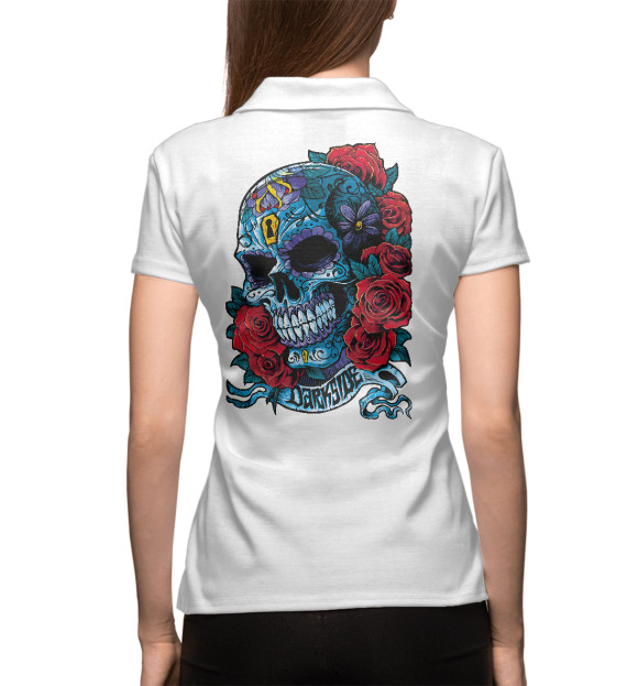 Женское поло с изображением Skull&Rose цвета Белый