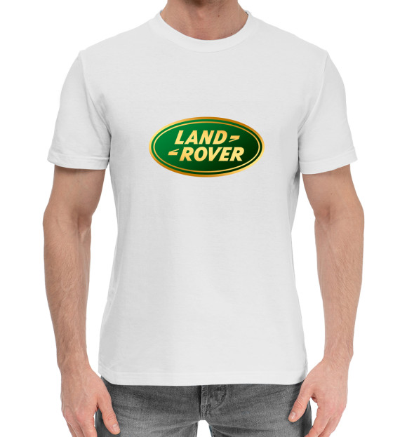 Мужская хлопковая футболка с изображением Land Rover Gold цвета Белый
