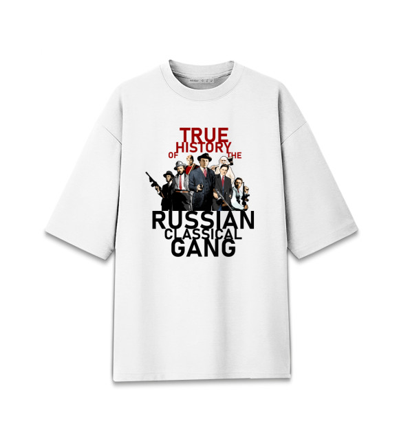 Мужская футболка оверсайз с изображением Русская классическая банда цвета Белый