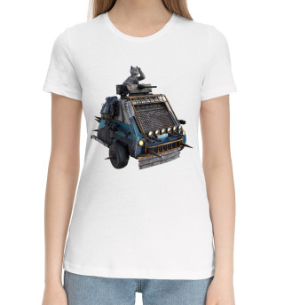 Женская хлопковая футболка Кот на Танке