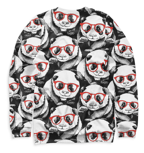 Свитшот для девочек с изображением Панды в красных очках цвета Белый