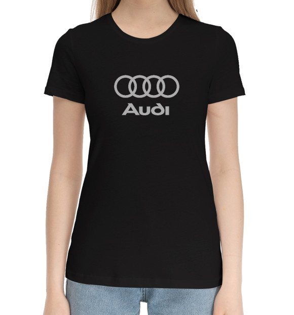 Женская хлопковая футболка с изображением Audi цвета Черный