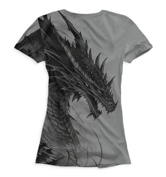 Женская футболка с изображением Серый Дракон цвета Белый