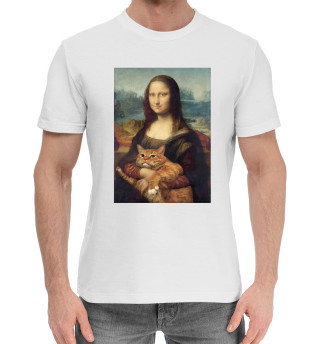 Хлопковая футболка для мальчиков Мона Лиза и толстый кот