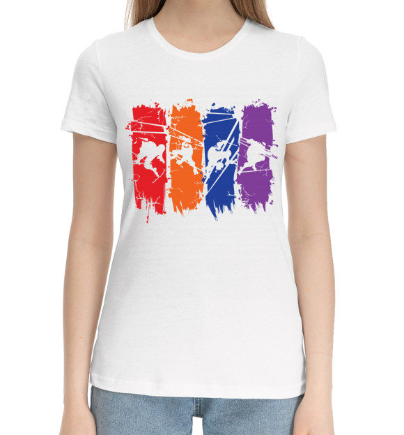Женская хлопковая футболка с изображением Turtles цвета Белый
