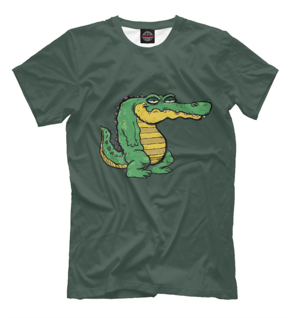 Мужская футболка с изображением Крокодил недовольный цвета Белый