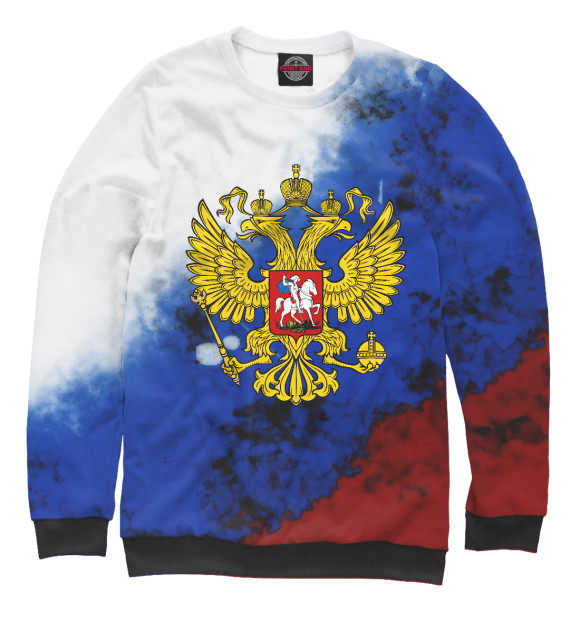 Свитшот для мальчиков с изображением Герб России | Russia цвета Белый