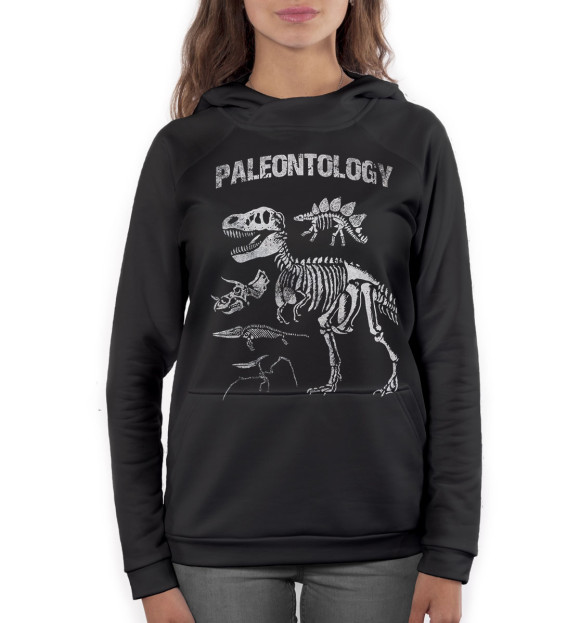 Женское худи с изображением Paleontology цвета Белый