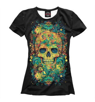 Женская футболка Мексиканский психоделический череп