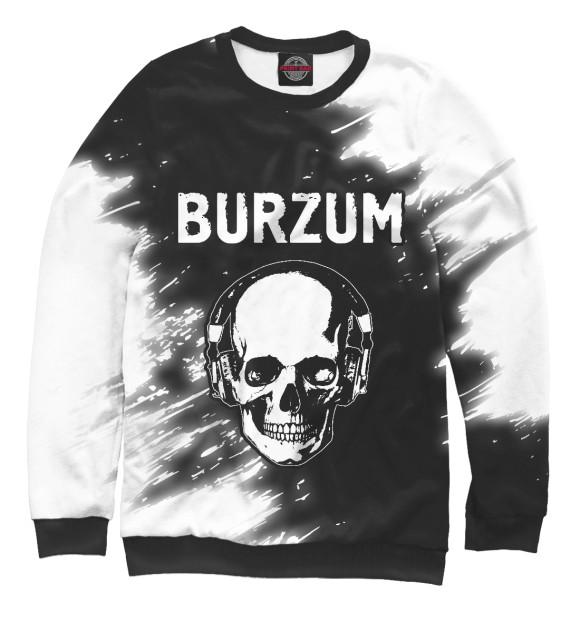 Мужской свитшот с изображением Burzum + Череп цвета Белый