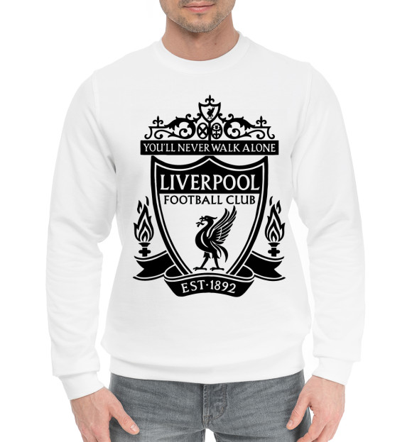 Мужской хлопковый свитшот с изображением FC Liverpool цвета Белый