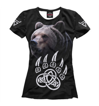 Женская футболка Медведь Велес - слава роду, слава руси