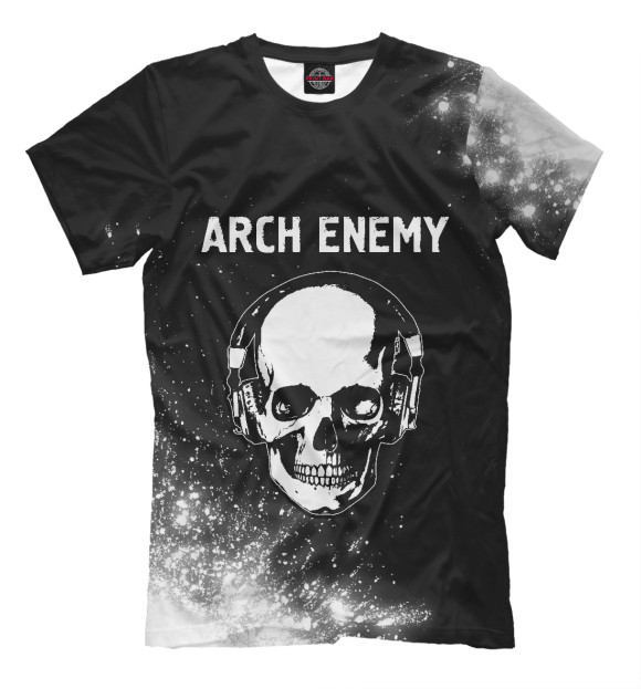 Мужская футболка с изображением Arch Enemy + Череп цвета Белый