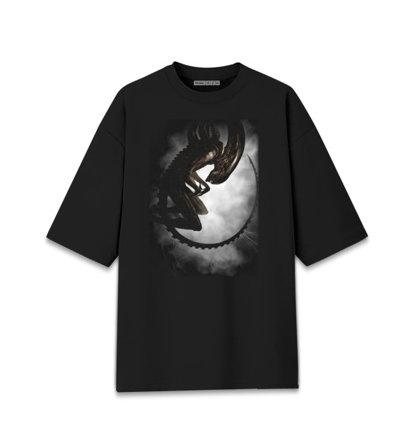 Мужская футболка оверсайз с изображением Ксеноморф цвета Черный