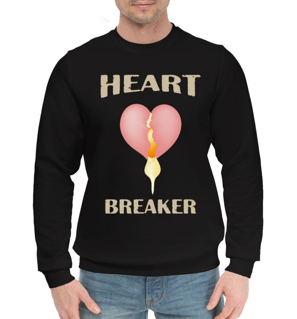 Мужской хлопковый свитшот с изображением Heart breaker цвета Черный