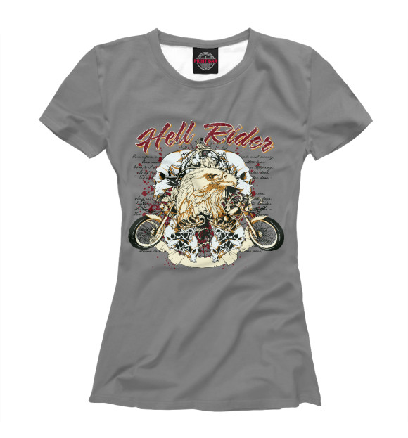 Женская футболка с изображением Hell rider цвета Белый