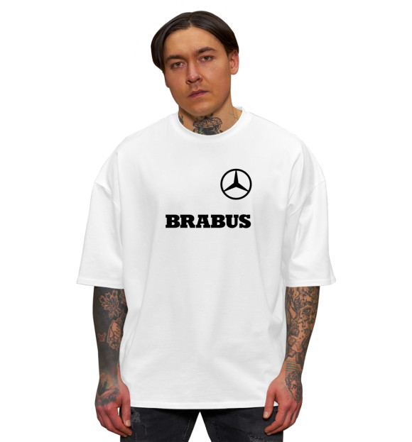 Мужская футболка оверсайз с изображением Mercedes Brabus цвета Белый