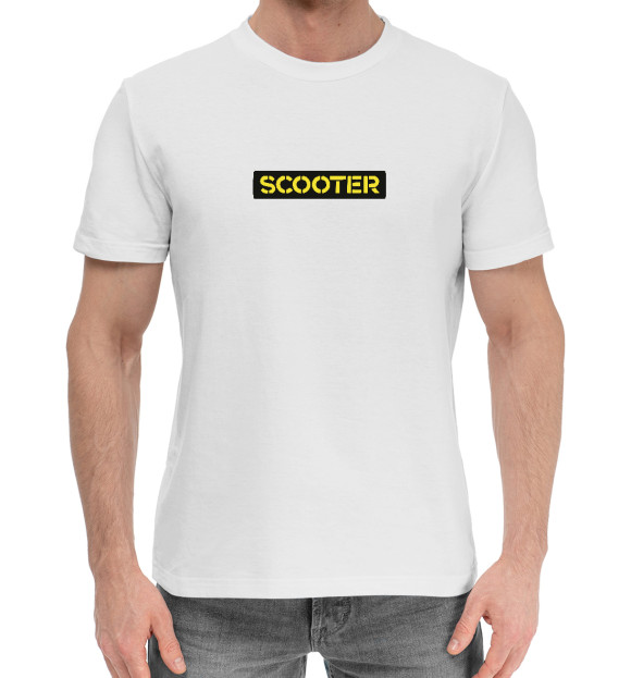 Мужская хлопковая футболка с изображением Scooter цвета Белый