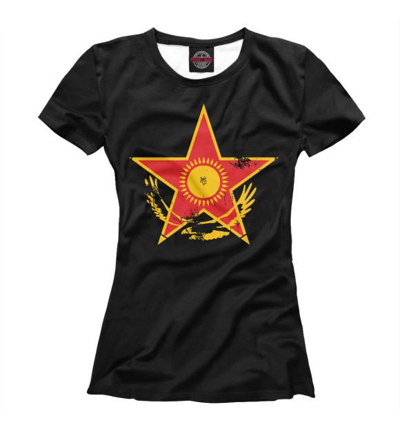 Женская футболка с изображением Звезда - Казахстан цвета Белый