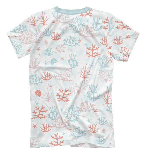 Мужская футболка с изображением Кораллы и ракушки цвета Белый