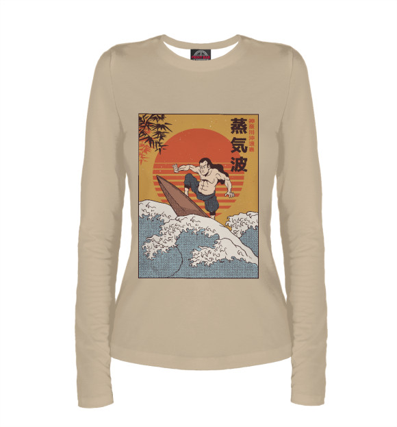 Женский лонгслив с изображением Samurai Surfing цвета Белый