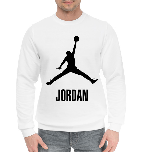 Мужской хлопковый свитшот с изображением Michael Jordan цвета Белый
