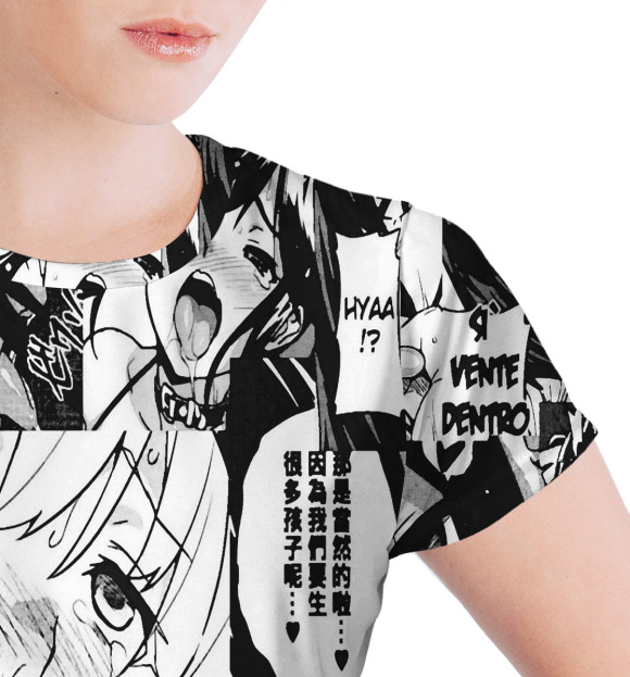 Женская футболка с изображением Ahegao | Ахэгао цвета Белый