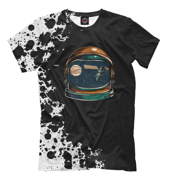 Мужская футболка с изображением Shirt astronaut helmet цвета Белый