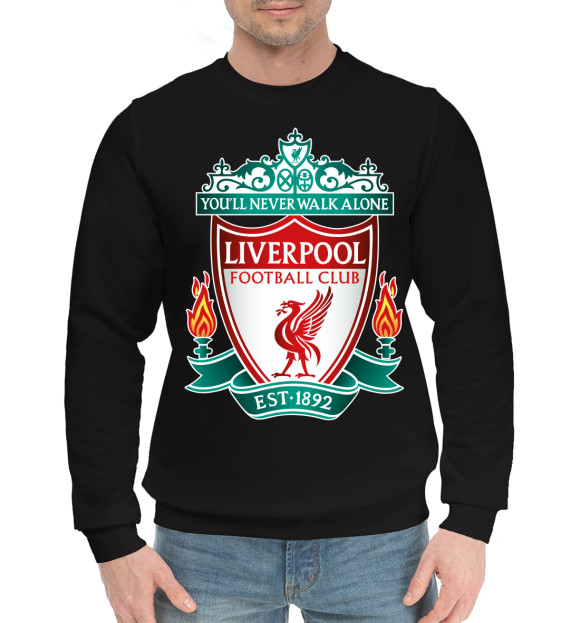 Мужской хлопковый свитшот с изображением Liverpool цвета Черный
