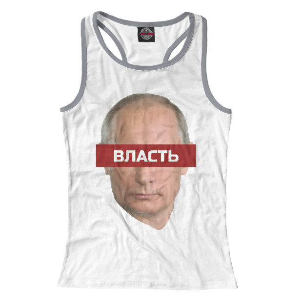 Женская майка-борцовка с изображением Путин цвета Белый