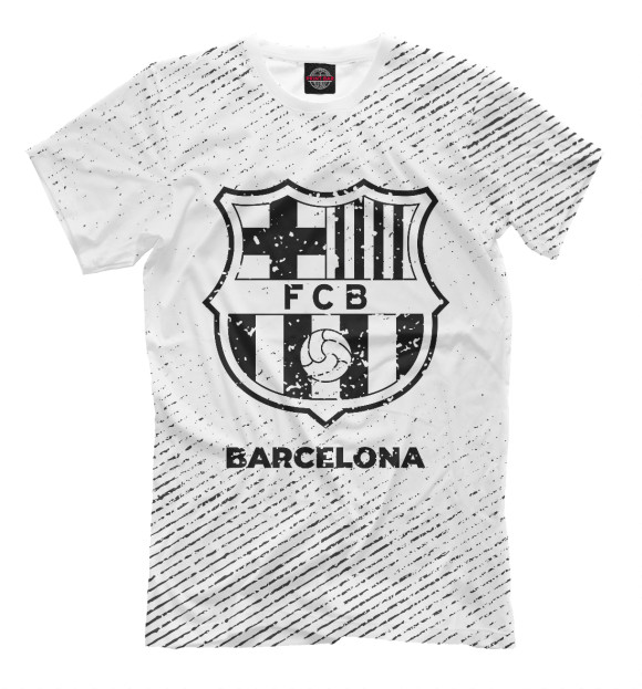 Мужская футболка с изображением Barcelona гранж светлый цвета Белый