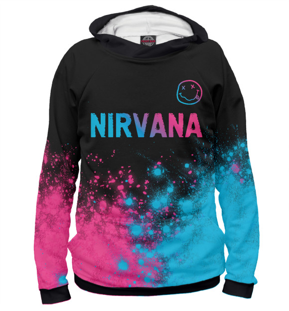 Худи для мальчика с изображением Nirvana Neon Gradient цвета Белый