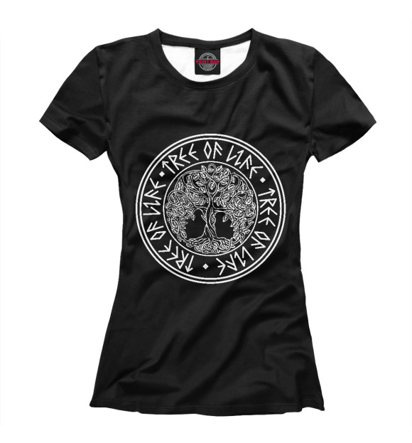Женская футболка с изображением Славянское древо жизни цвета Белый