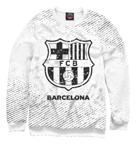 Свитшот для девочек с изображением Barcelona гранж светлый цвета Белый
