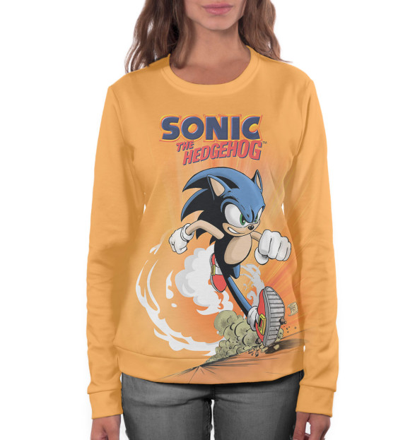Женский свитшот с изображением Sonic the hedgehog цвета Белый