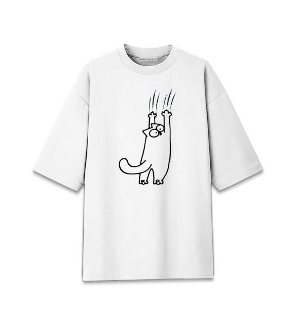 Мужская футболка оверсайз с изображением Кот Саймона цвета Белый