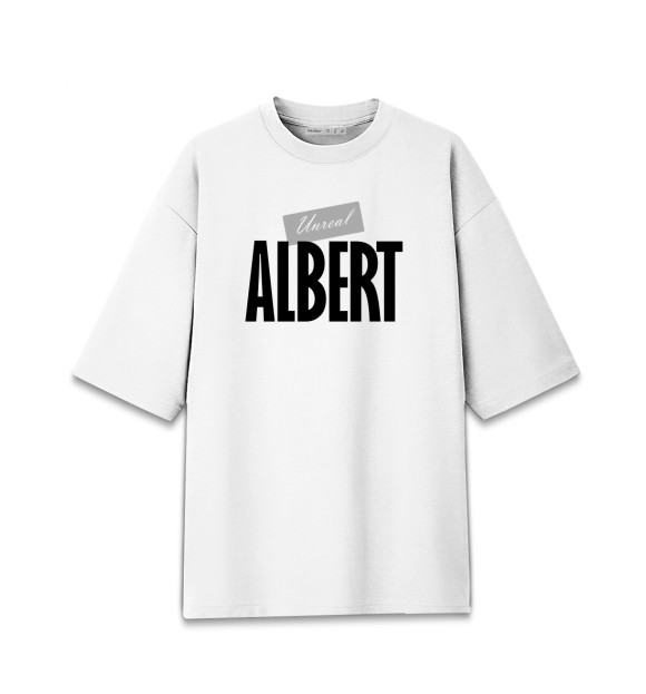 Мужская футболка оверсайз с изображением Альберт цвета Белый