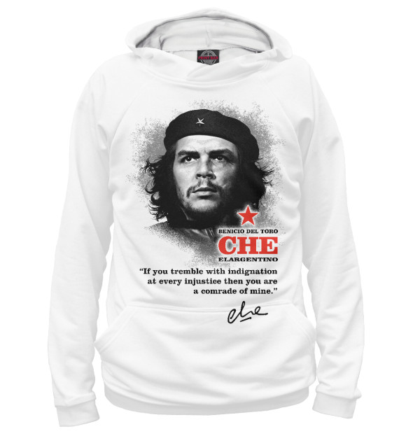 Женское худи с изображением Che (белый фон) цвета Белый