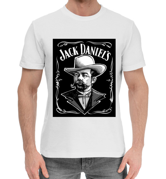 Мужская хлопковая футболка с изображением Jack Daniel's цвета Белый
