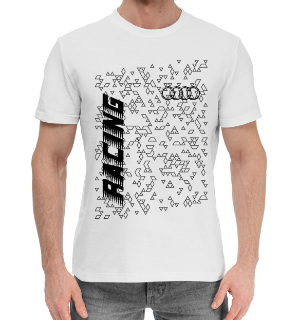 Мужская хлопковая футболка с изображением Audi - Pro Racing цвета Белый