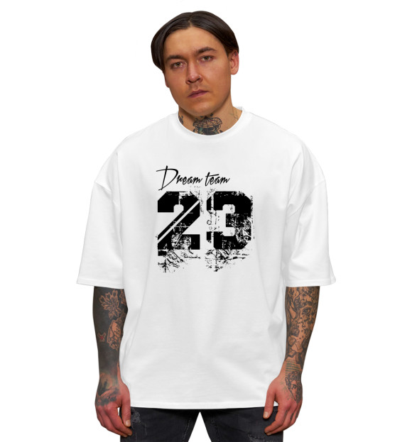Мужская футболка оверсайз с изображением Dream team 23 цвета Белый