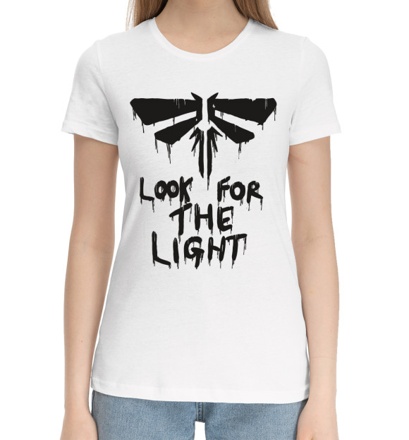 Женская хлопковая футболка с изображением Look for the light цвета Белый