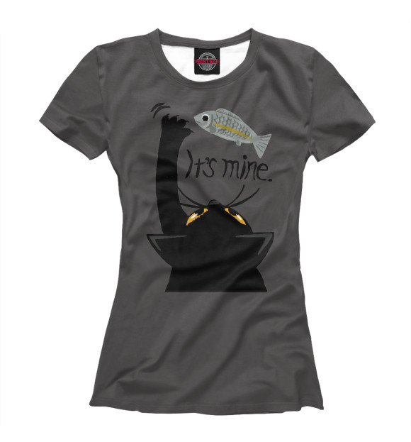 Женская футболка с изображением Кот и рыбка цвета Белый
